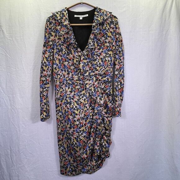 Veronica Beard Multicolor Minna Floral Ruffled Ruched Silk Mini Dress Size 2 - Picture 2 of 11